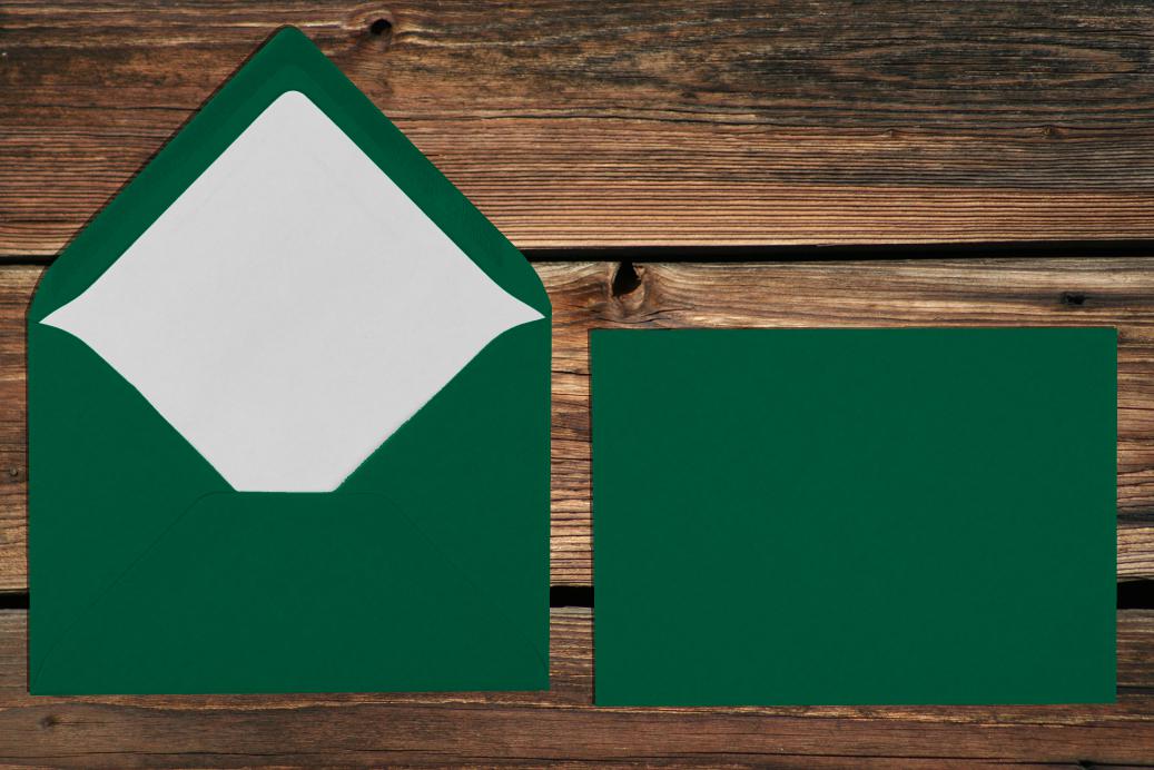 Briefhüllen mit Seidenfutter C6 114x162 mm Nassklebend Tannengrün gerippt 100 g/qm